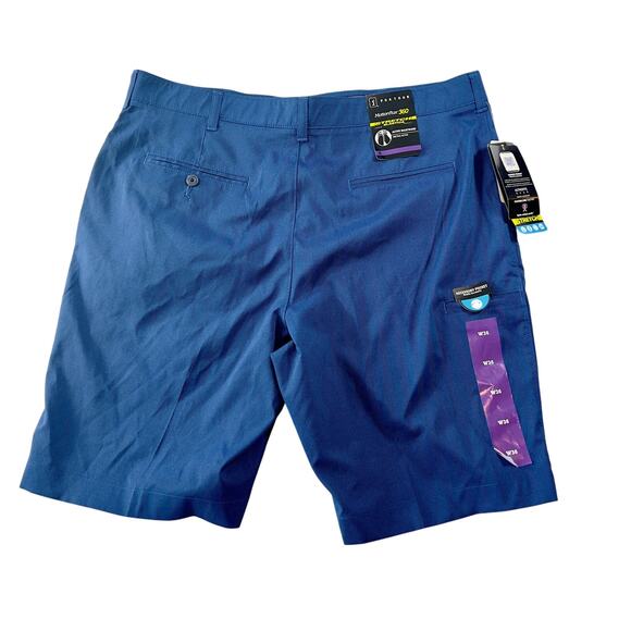 Golf Shorts PGA Tour Motionflux 360 Men W36 Stretch Blue Herringbone NEW w/ Tags - Picture 1 of 15